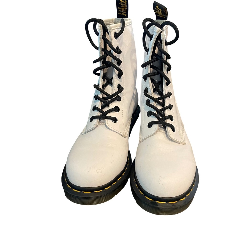 Dr. Martens Air Wair 1460/ 25057 Softy White Leather Combat Boots Women's Size 8
